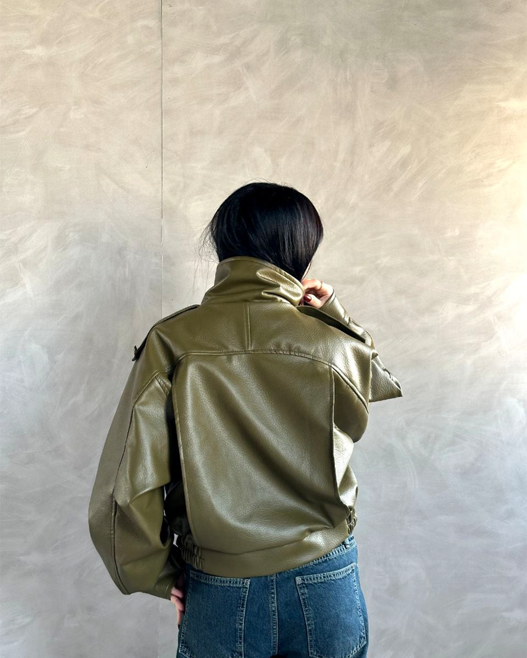 Oversized Belted Biker Jacke
