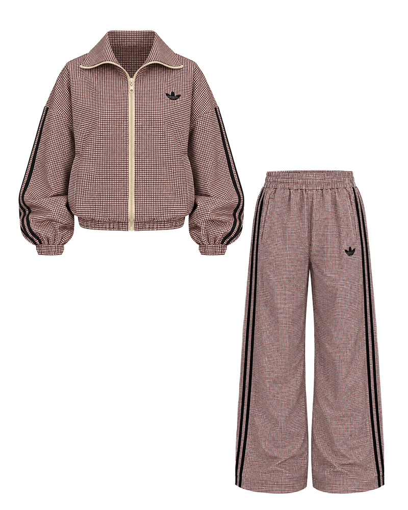 Micro-Check Wide-Leg Tracksuit