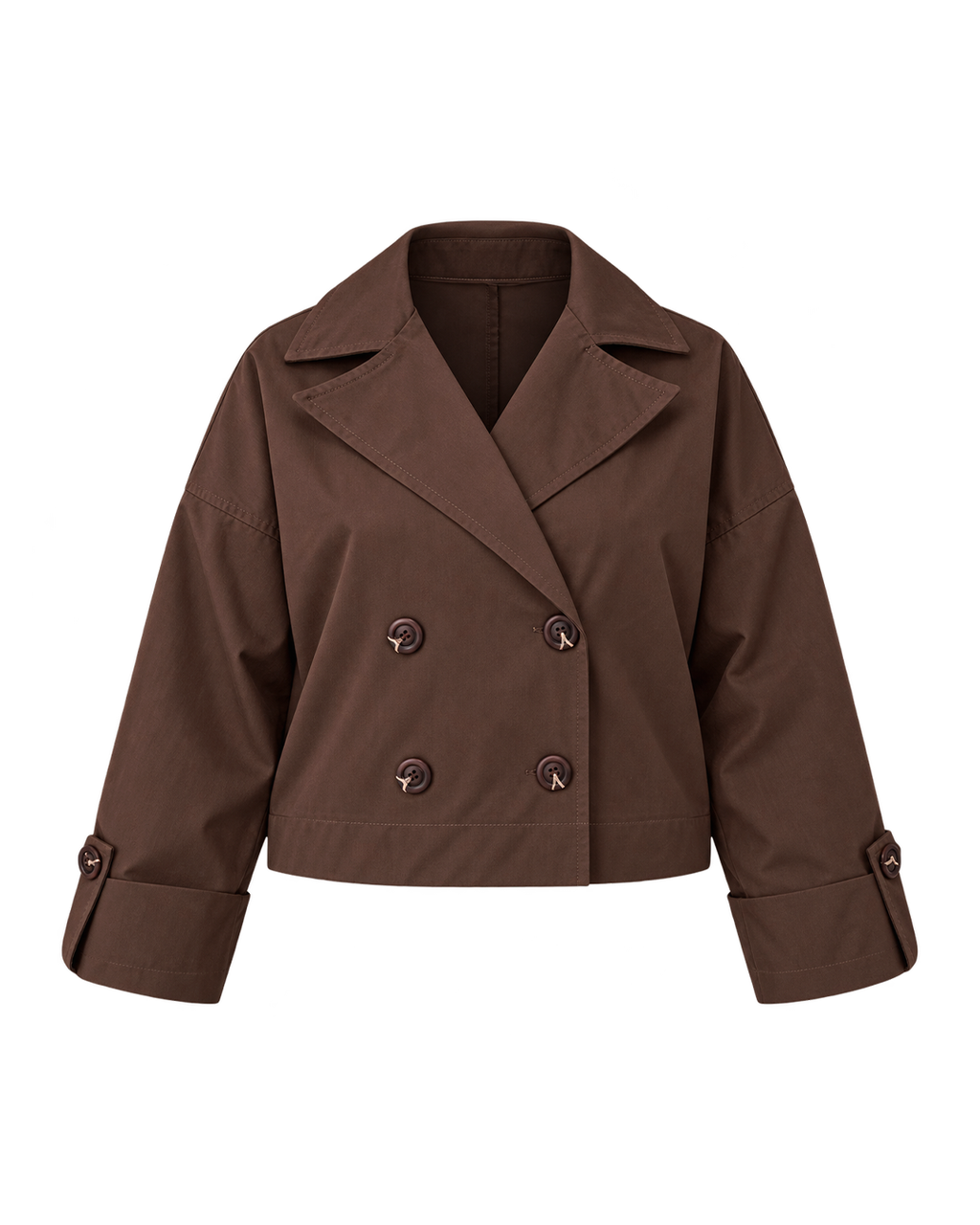 Cropped Double-Breasted Trench Jacket
