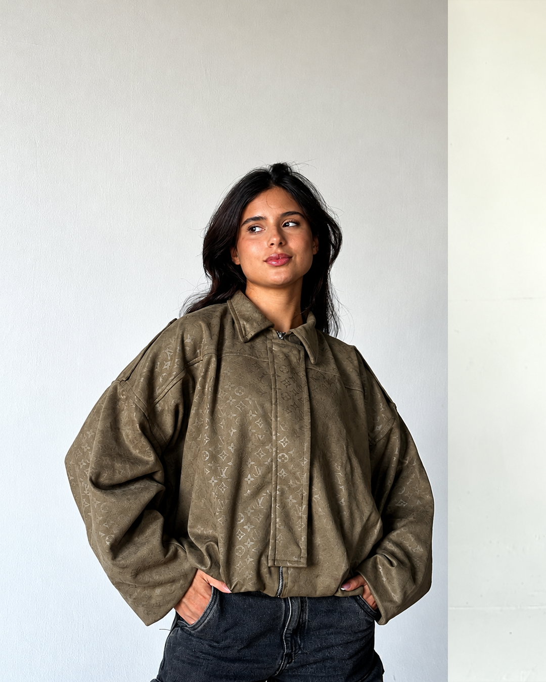 Monogram Suede-Look Jacket