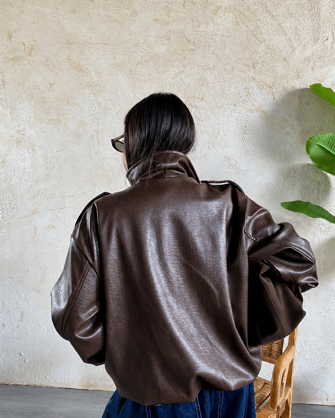 Buckle-Collar Double-Breasted Jacket