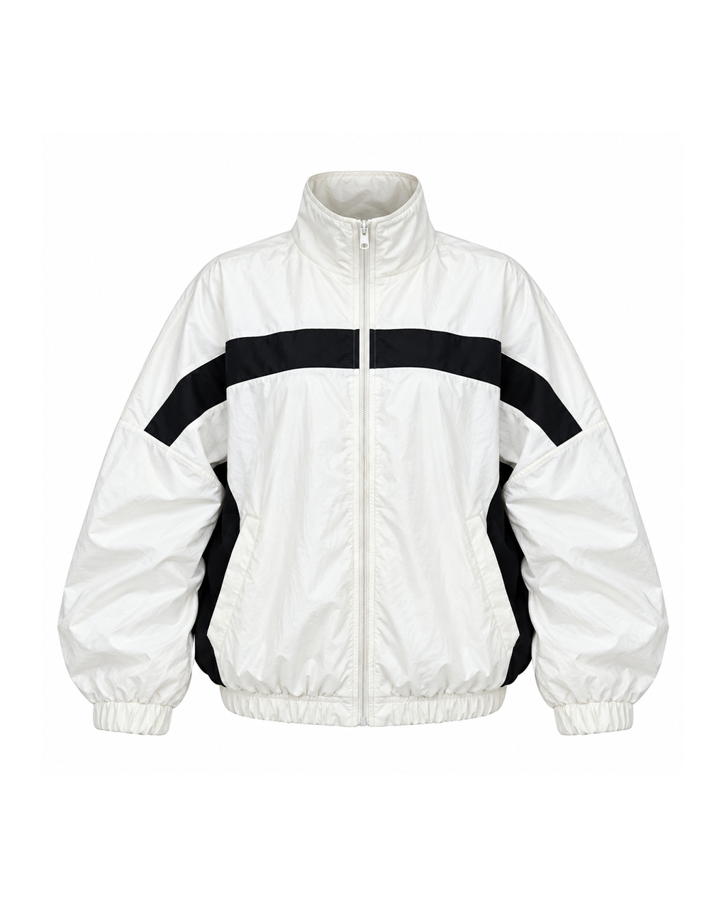 Oversized Contrast-Stripe Track Jacket