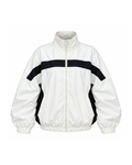 Oversized Contrast-Stripe Track Jacket
