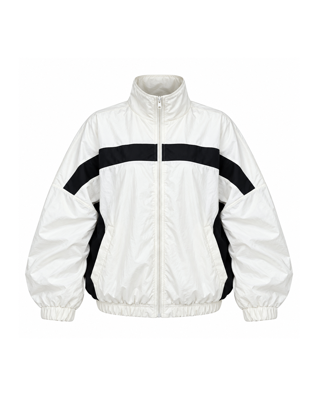 Oversized Contrast-Stripe Track Jacket
