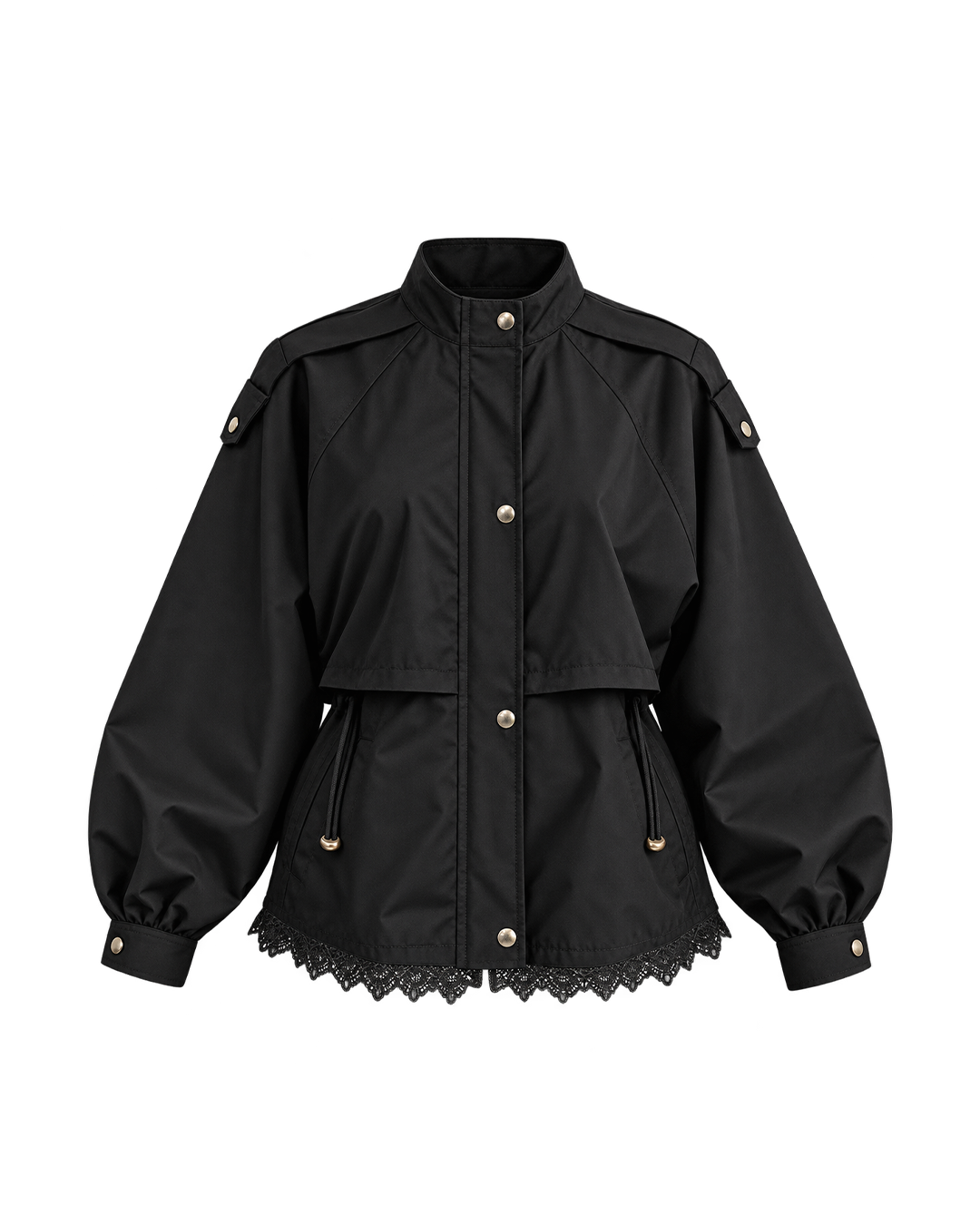 Gabardine Jacket with Floral Lace
