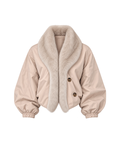 Plush-Collar Cropped Bomber Jacket
