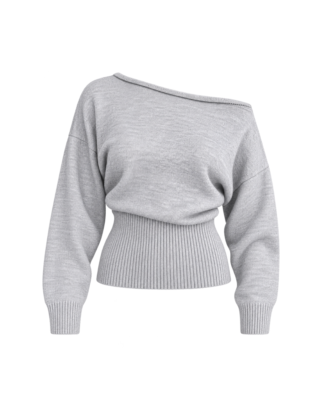 Boat-Neck Ribbed-Waist Sweater