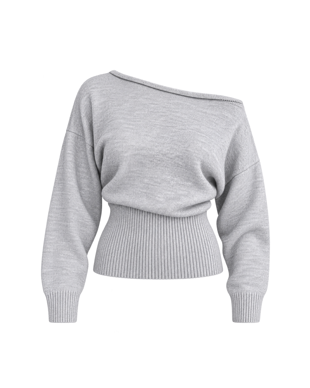 Boat-Neck Ribbed-Waist Sweater