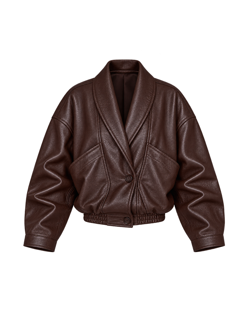Shawl-Collar Leather Bomber Jacket