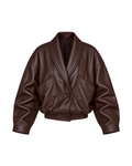 Shawl-Collar Leather Bomber Jacket