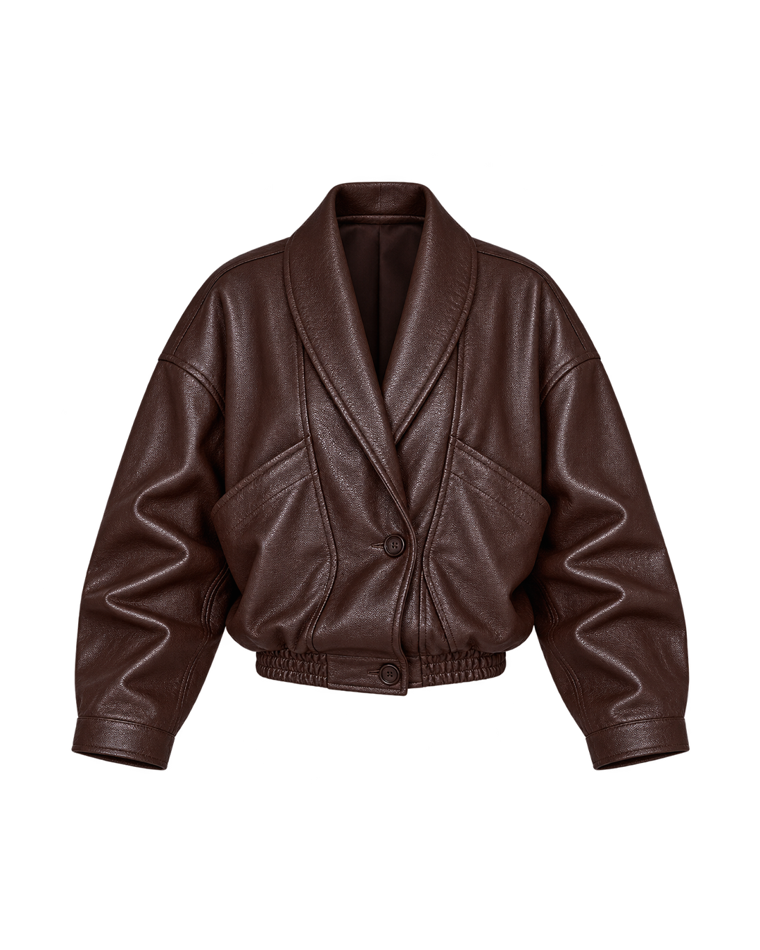 Shawl-Collar Leather Bomber Jacket
