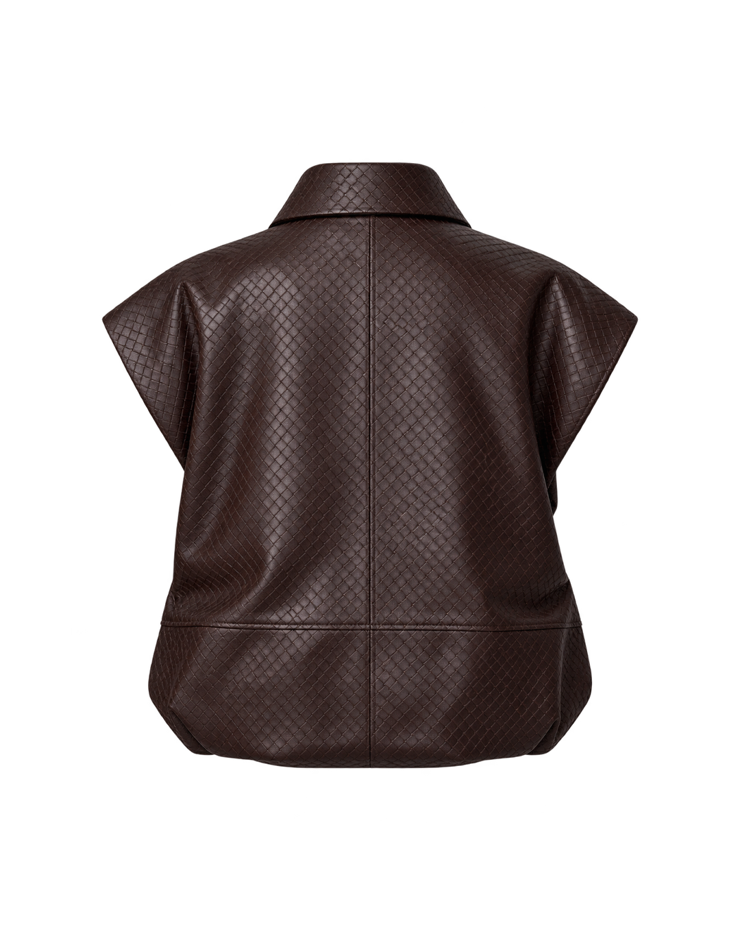 Croc-Effect Leather Zip-Up Vest