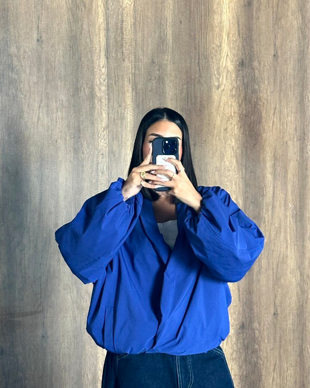 Draped Balloon-Sleeve Jacket