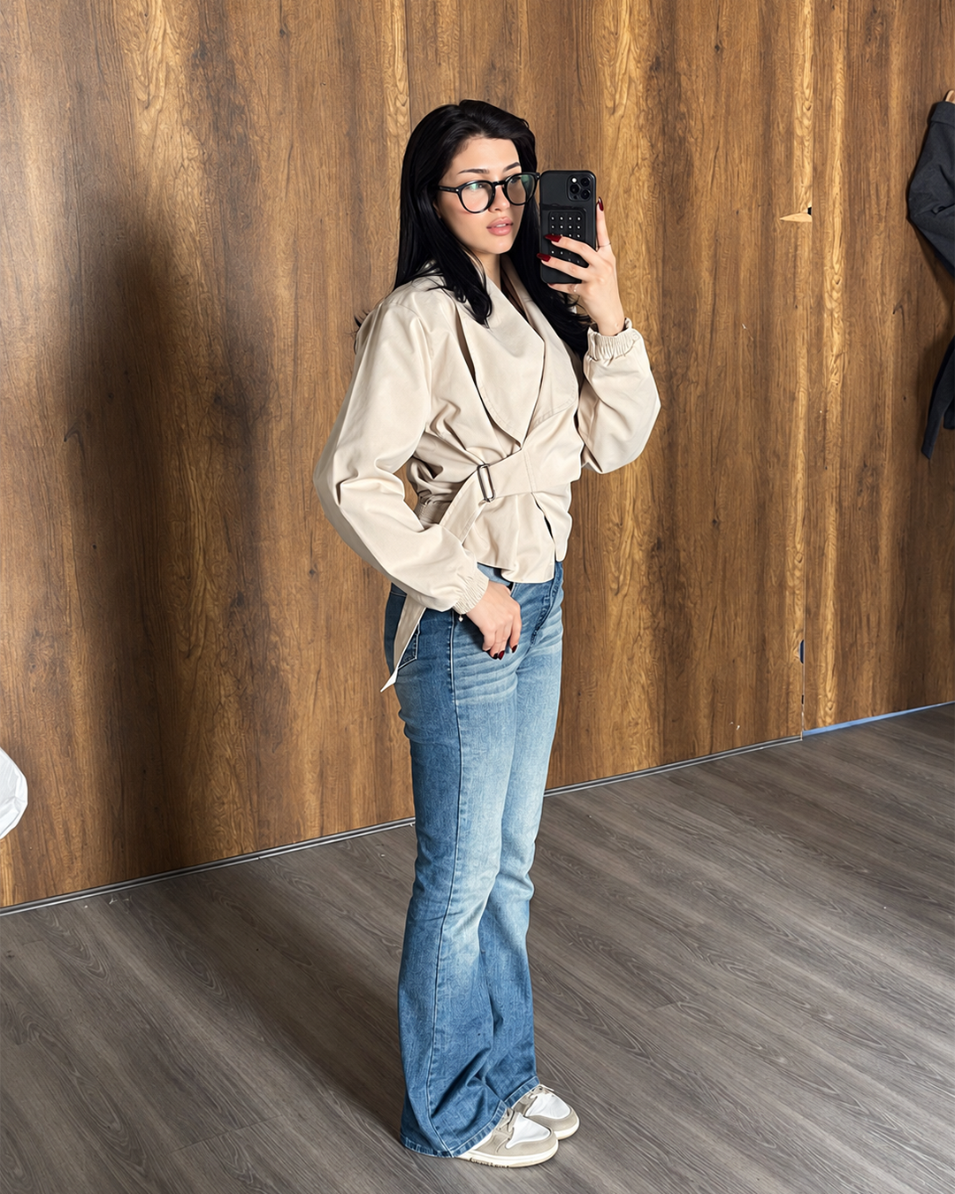 Belted Wrap Gabardine Jacket