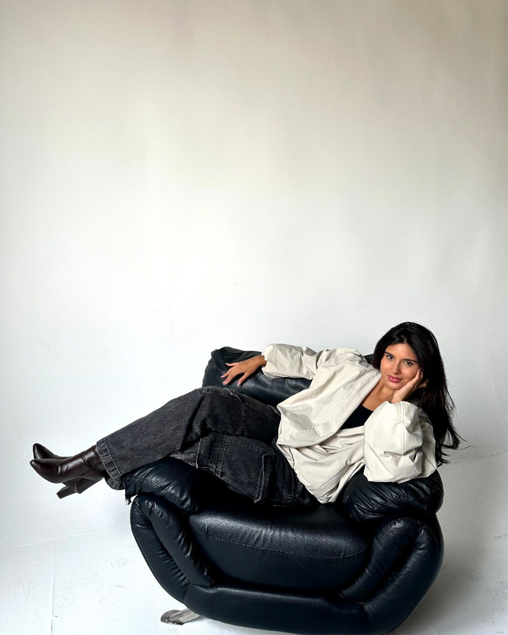 Draped Balloon-Sleeve Jacket