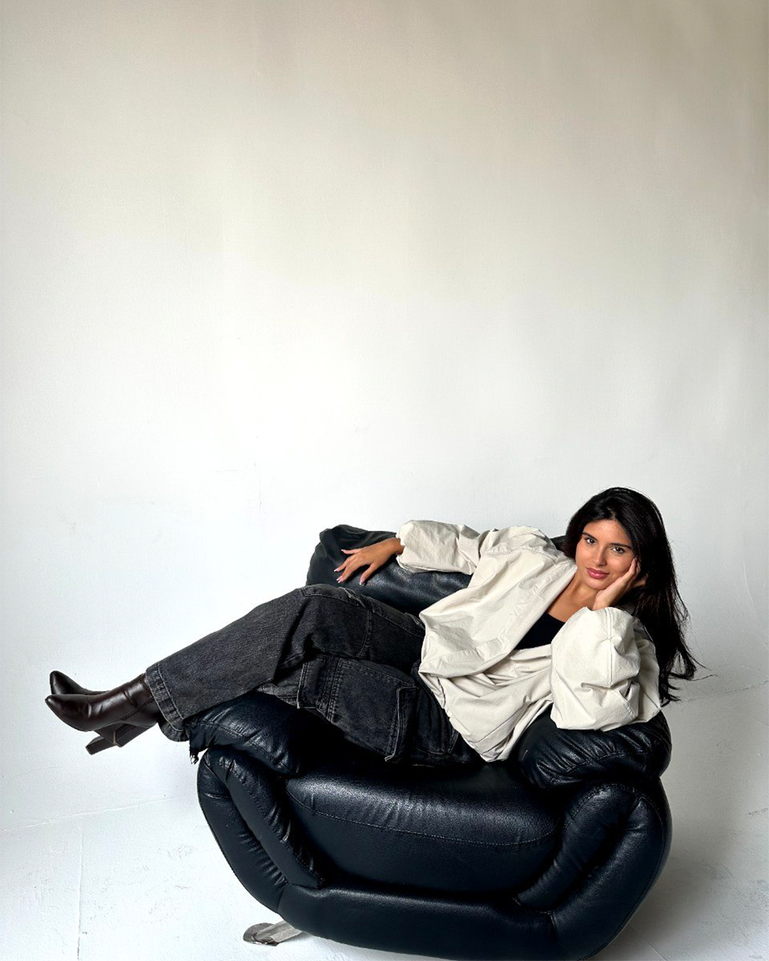 Draped Balloon-Sleeve Jacket