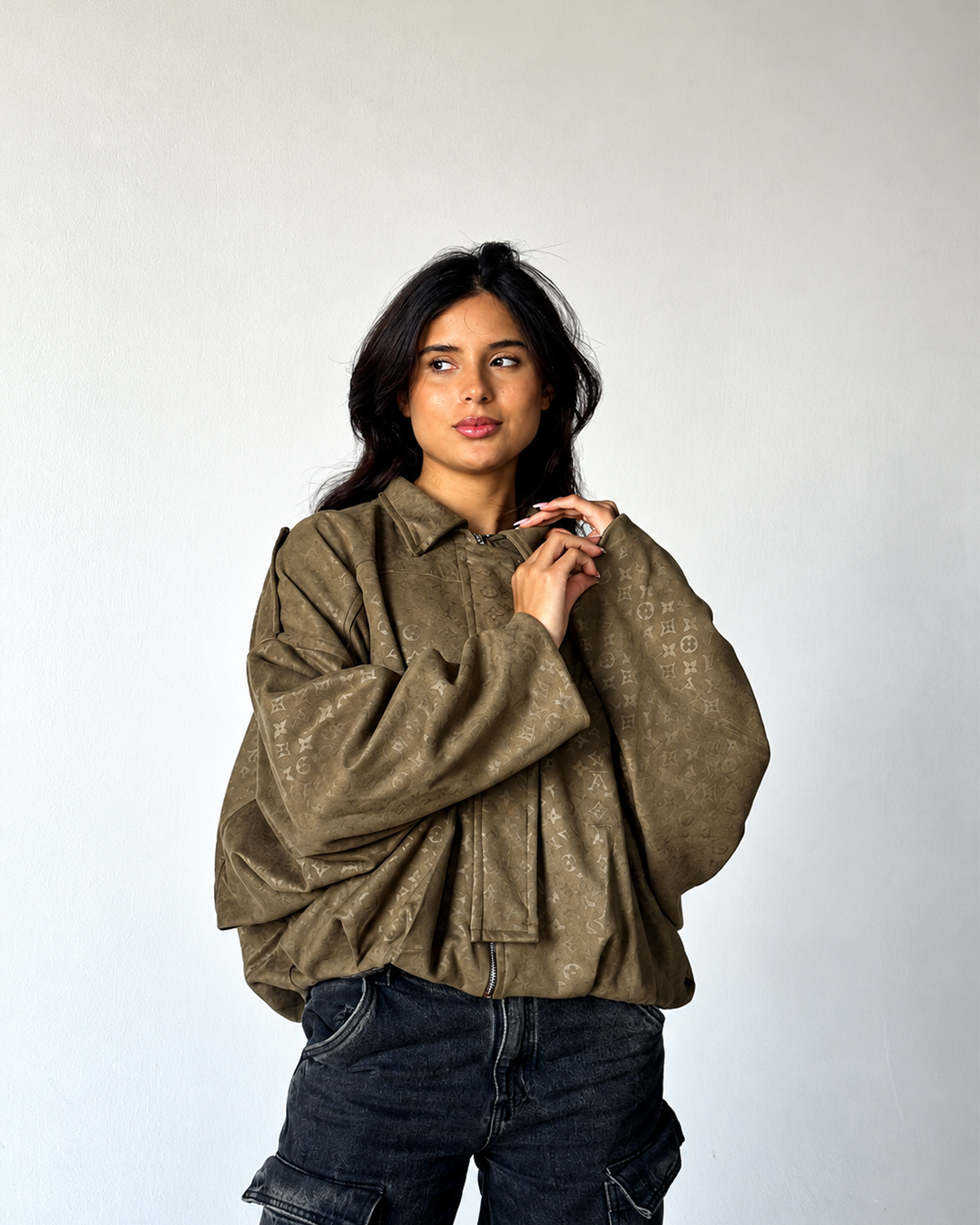 Monogram Suede-Look Jacket