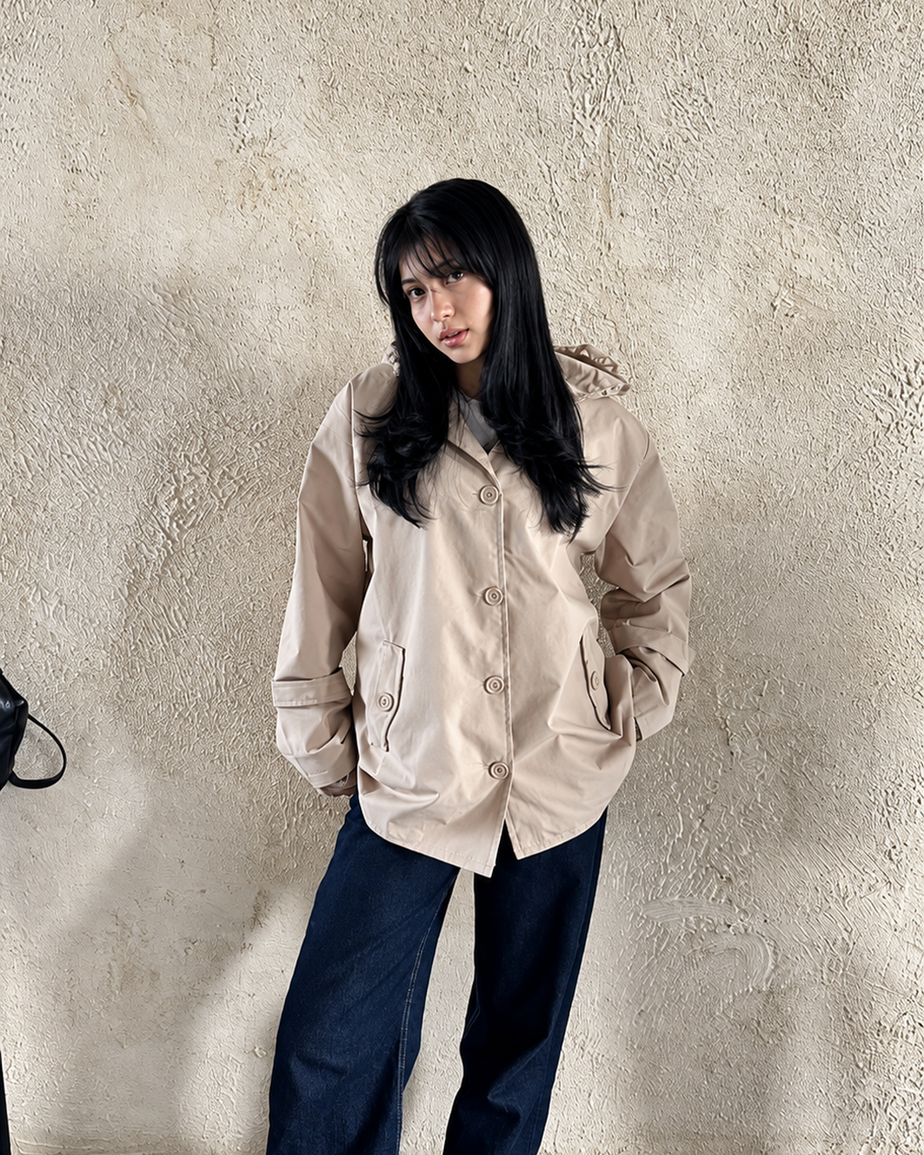 Guipure-Lace Hooded Gabardine Jacket