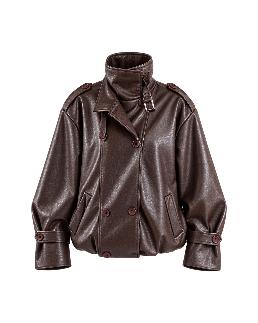 Buckle-Collar Double-Breasted Jacket