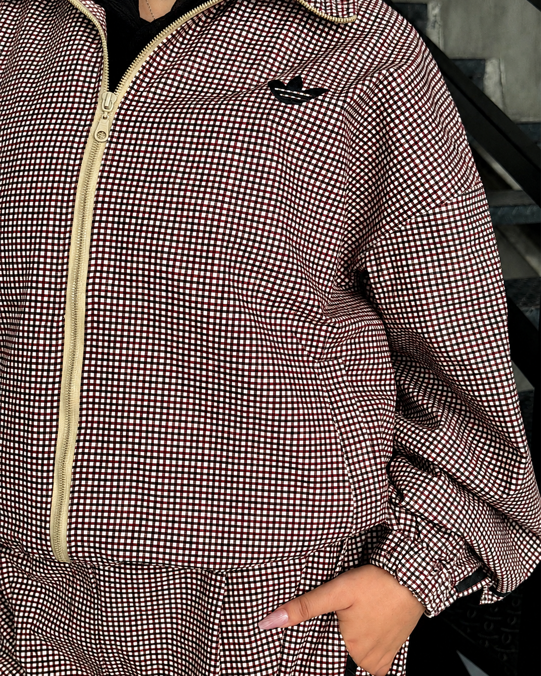 Micro-Check Wide-Leg Tracksuit