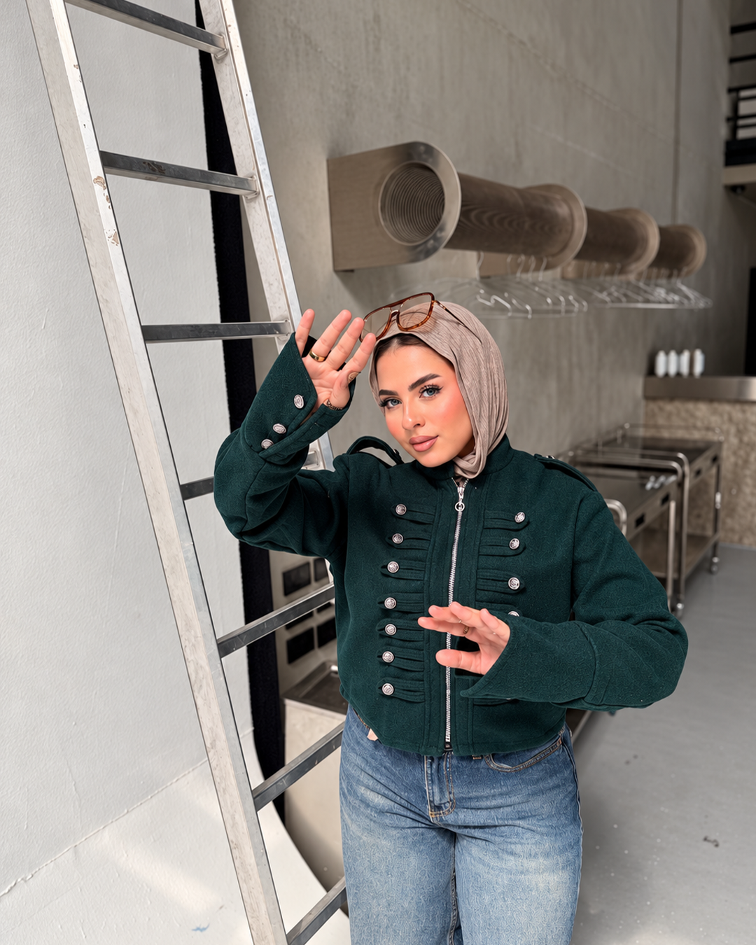 Cropped Military-Inspired Jacket
