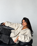Draped Balloon-Sleeve Jacket