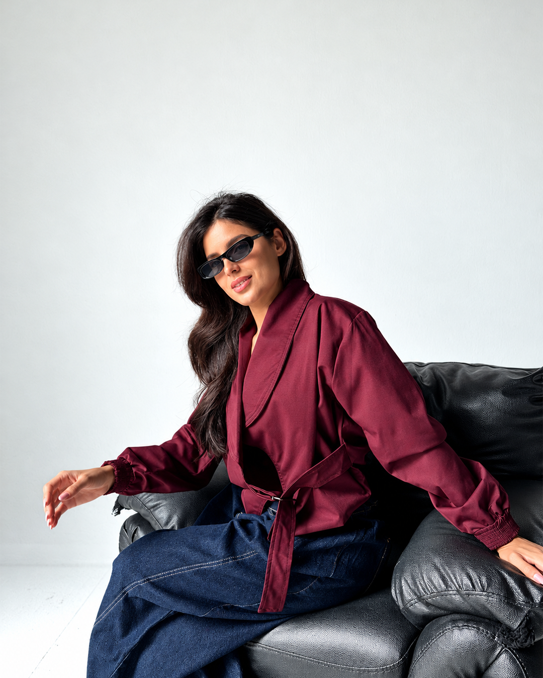 Belted Wrap Gabardine Jacket