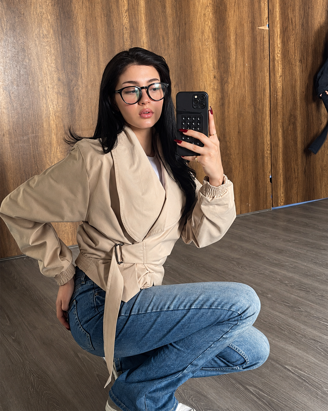 Belted Wrap Gabardine Jacket