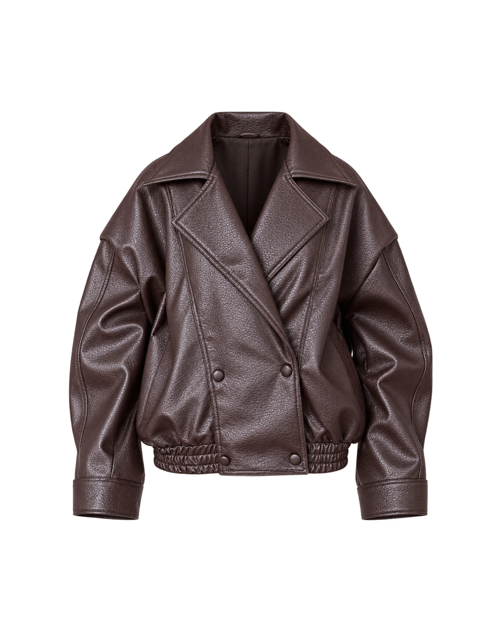 Double-Breasted Leather Bomber Jacket