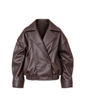 Double-Breasted Leather Bomber Jacket