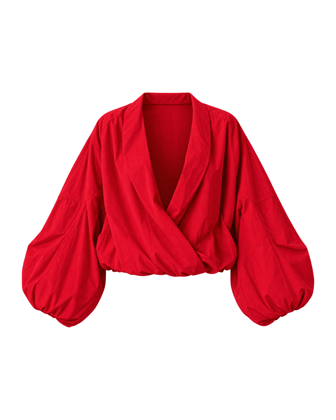 Draped Balloon-Sleeve Jacket