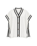 Contrast-Trim Button-Front Knit Vest