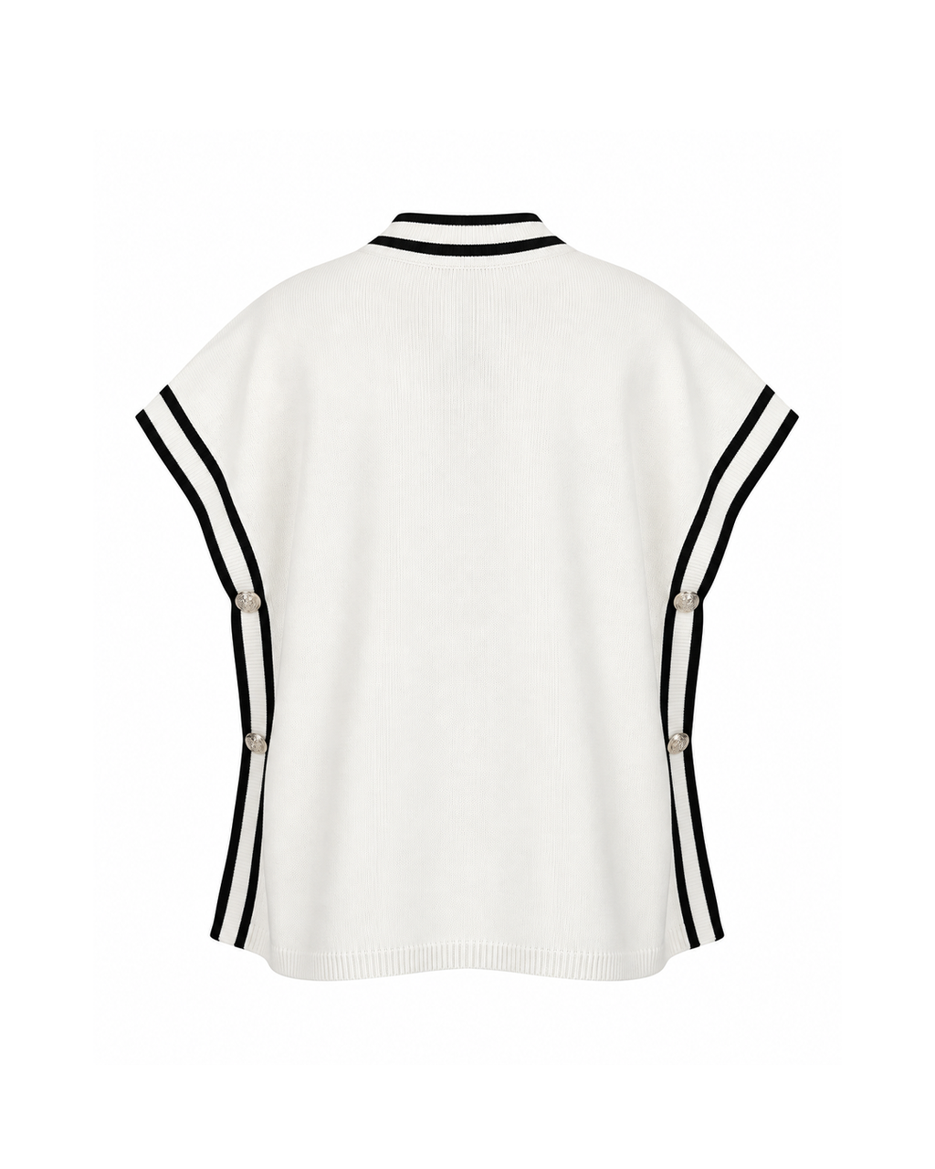 Contrast-Trim Button-Front Knit Vest