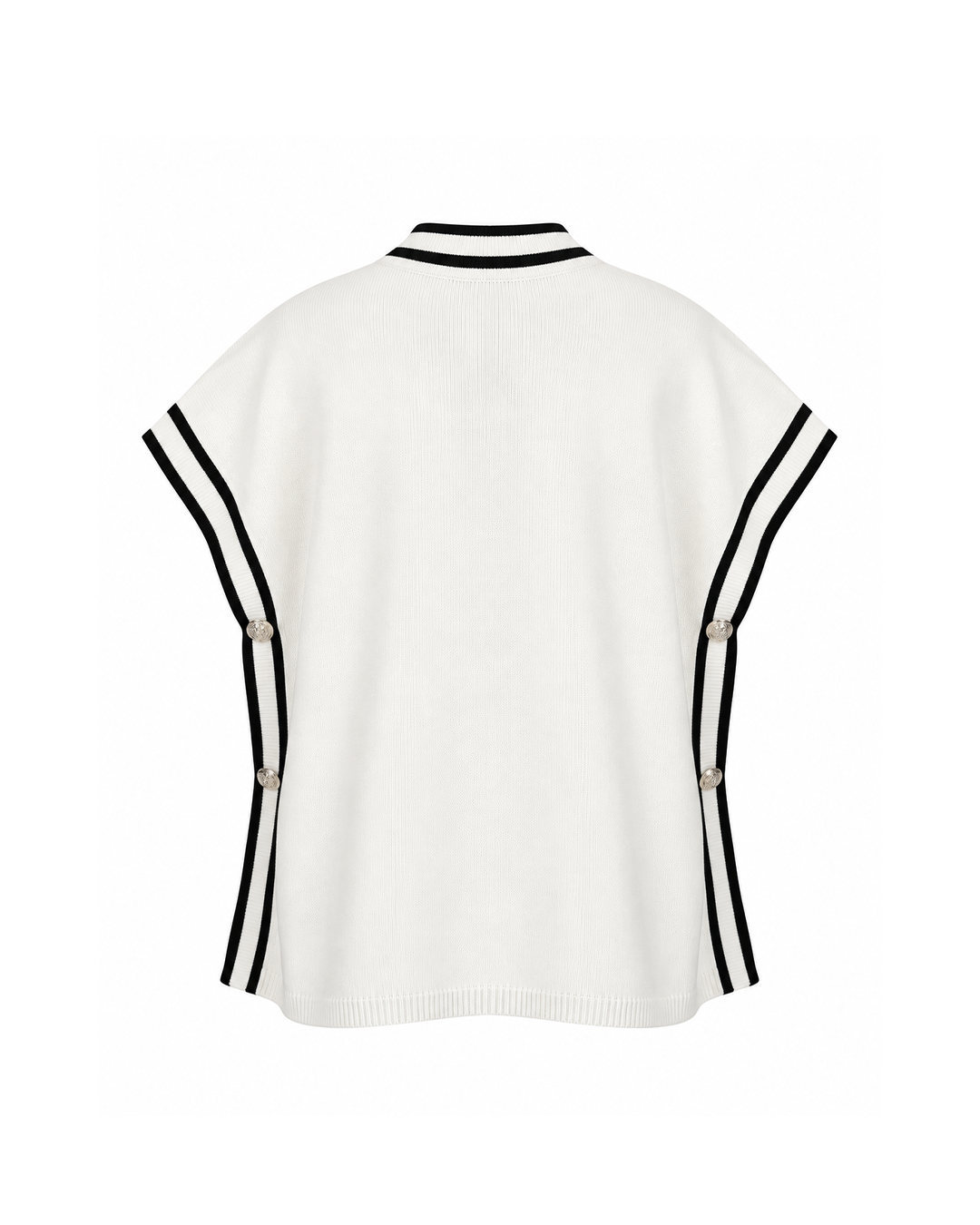 Contrast-Trim Button-Front Knit Vest