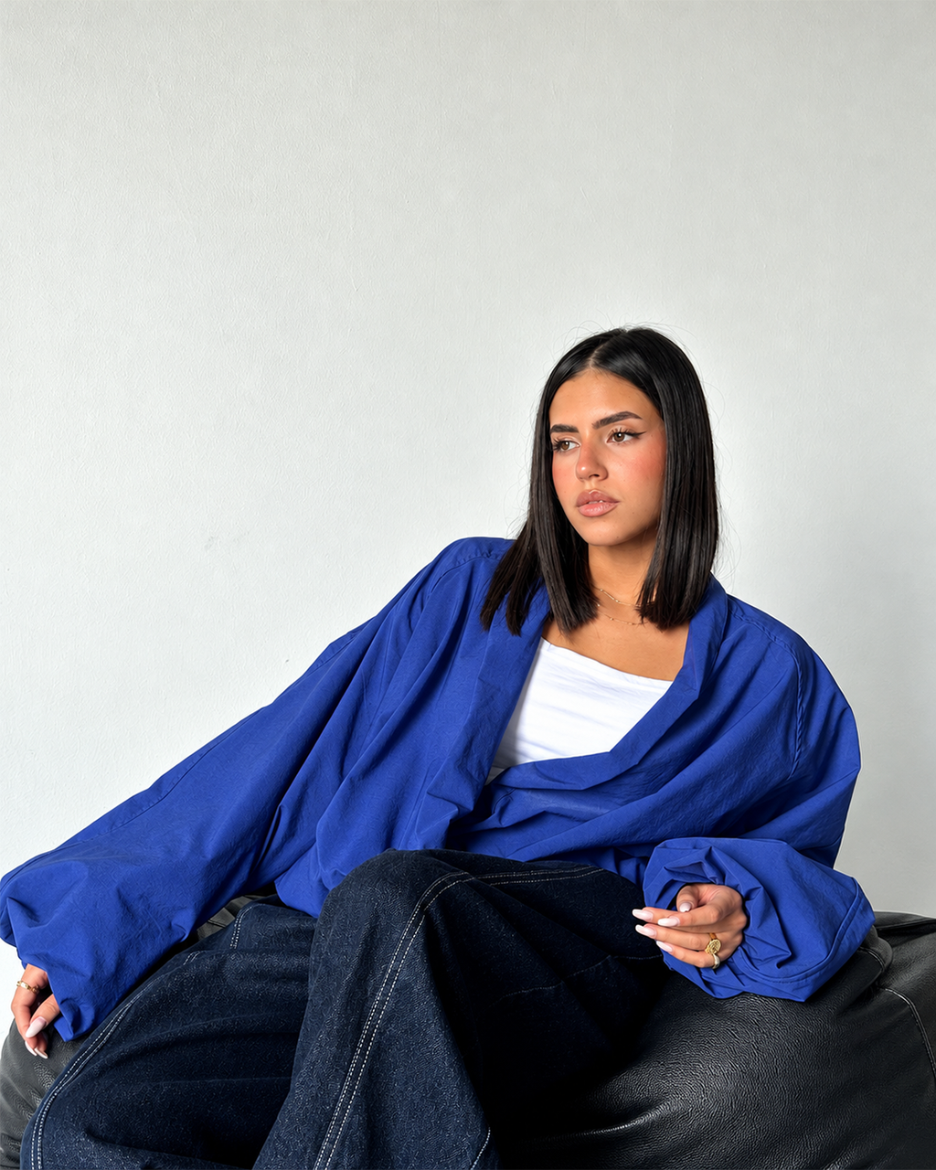 Draped Balloon-Sleeve Jacket