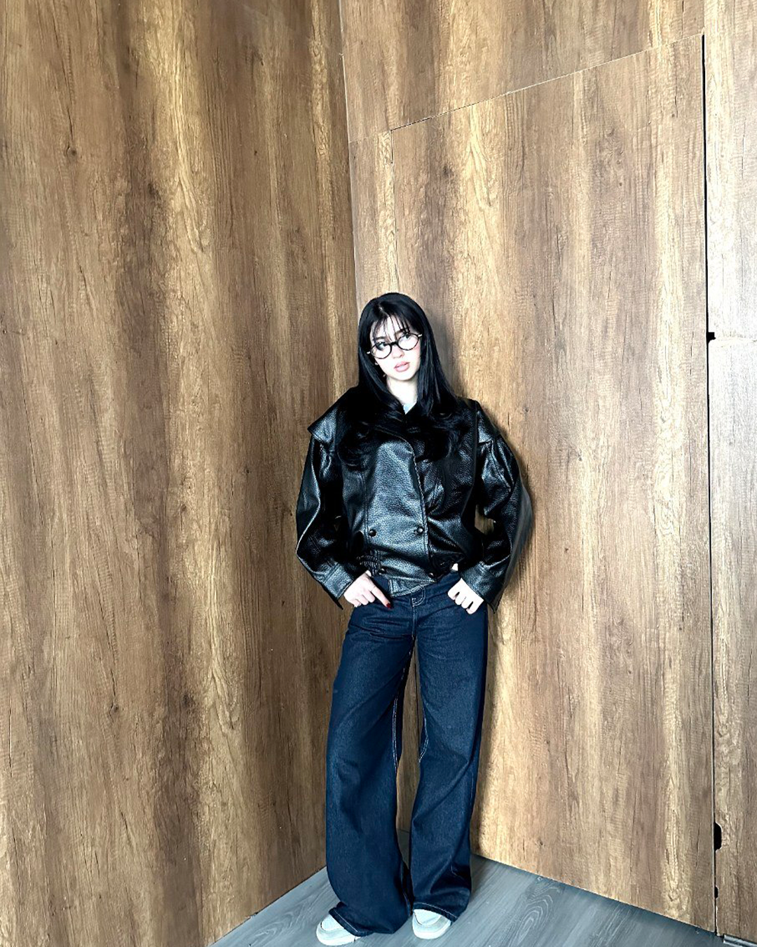 Double-Breasted Leather Bomber Jacket