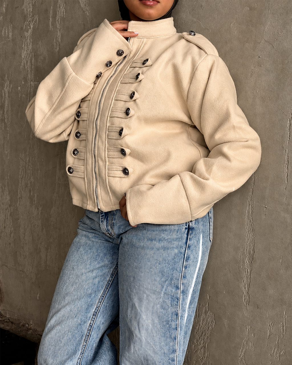 Cropped Military-Inspired Jacket