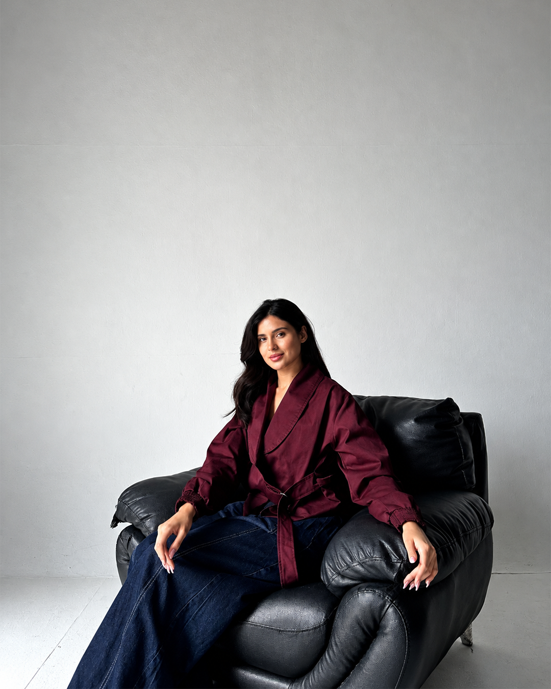 Belted Wrap Gabardine Jacket
