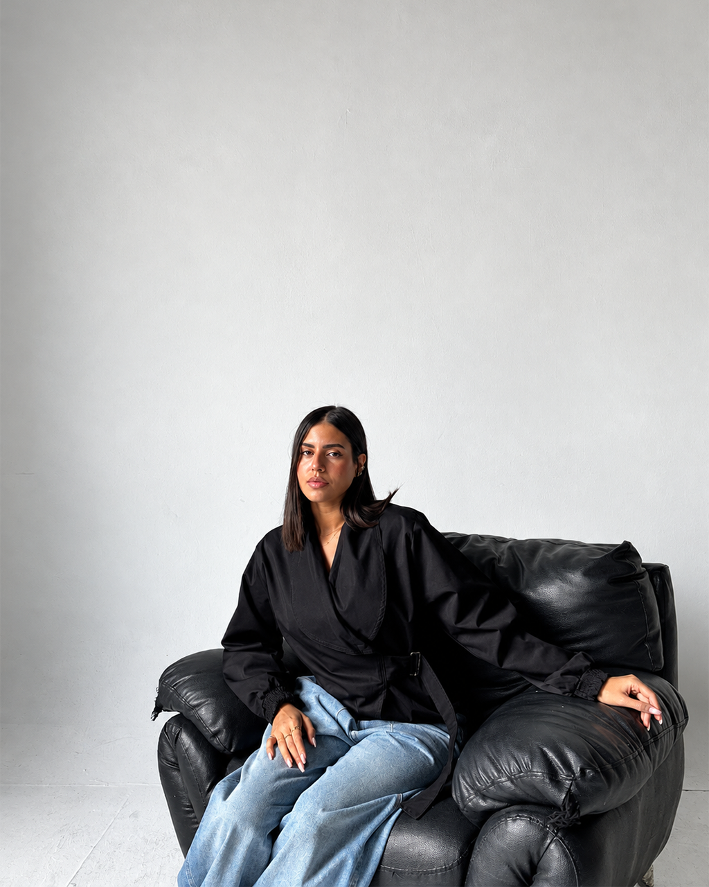 Belted Wrap Gabardine Jacket