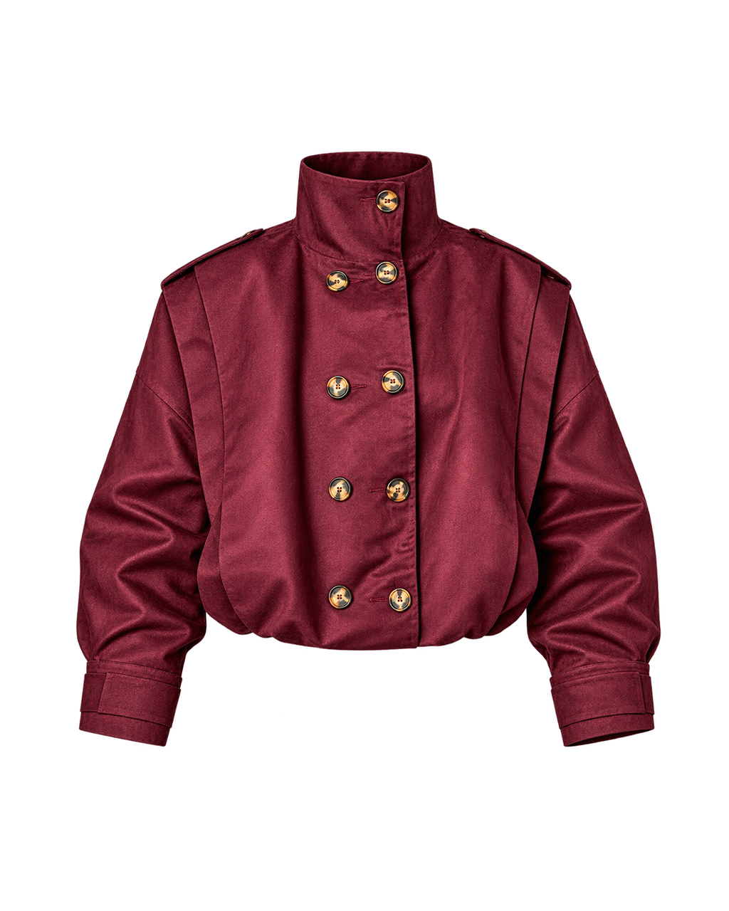High-Collar Double-Breasted Blouson Jacket