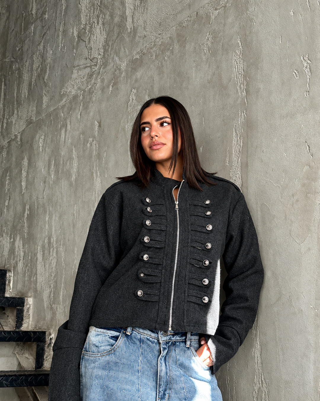 Cropped Military-Inspired Jacket