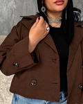 Cropped Double-Breasted Trench Jacket