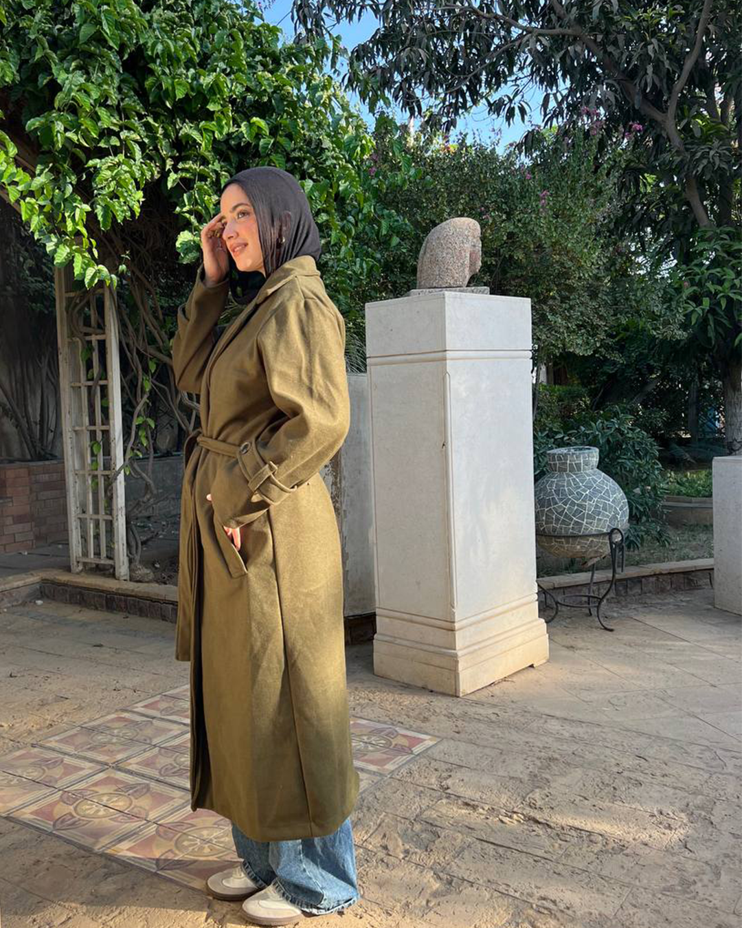 Notched-Lapel Longline Melton Coat
