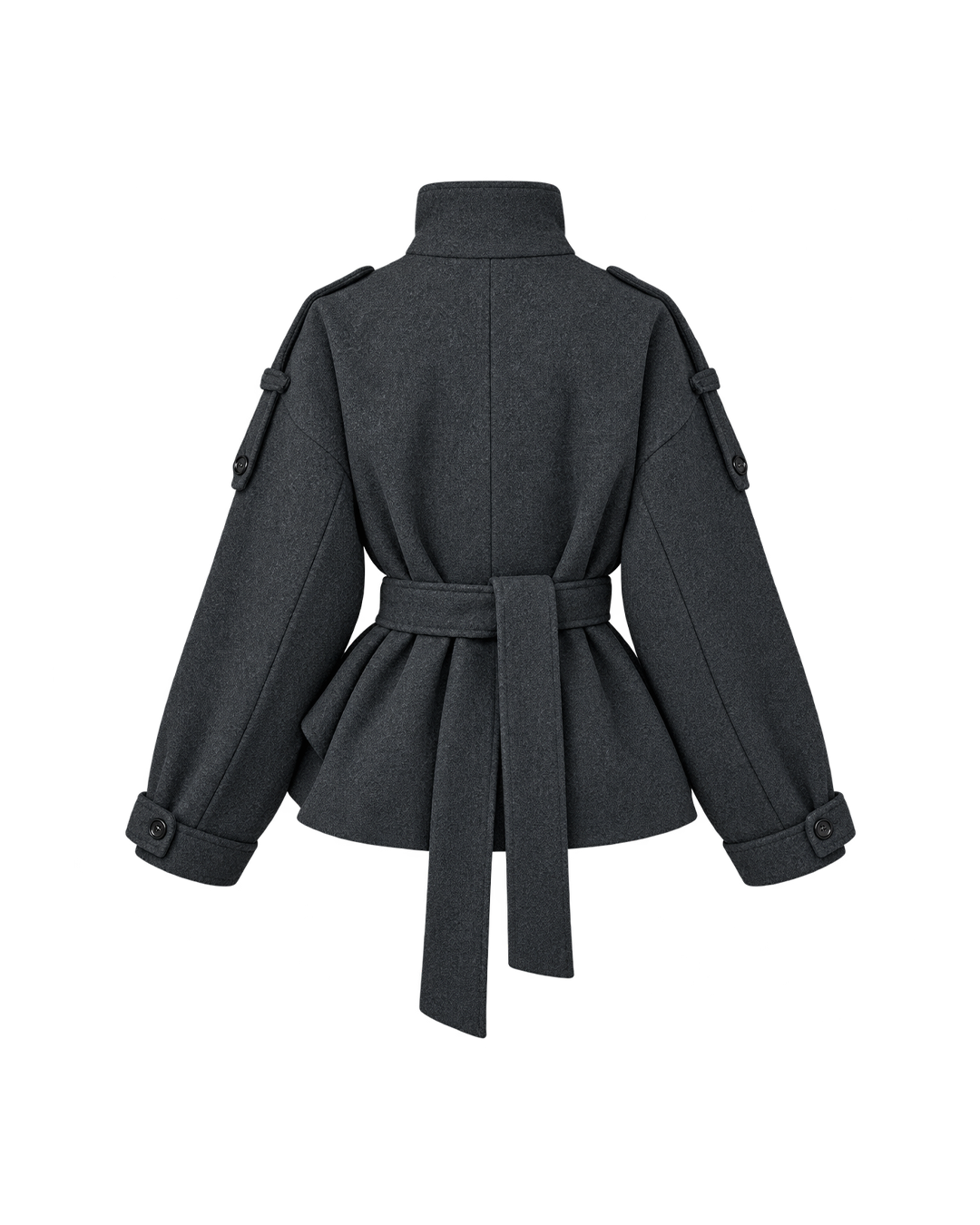 Belted High-Collar Melton Jacket