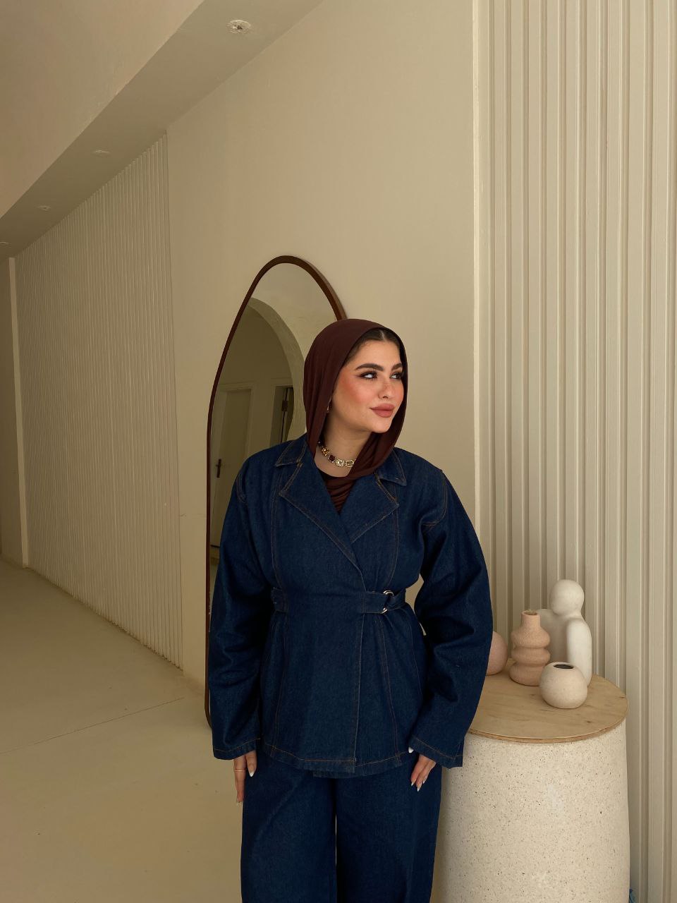 Side-Tie Denim Set