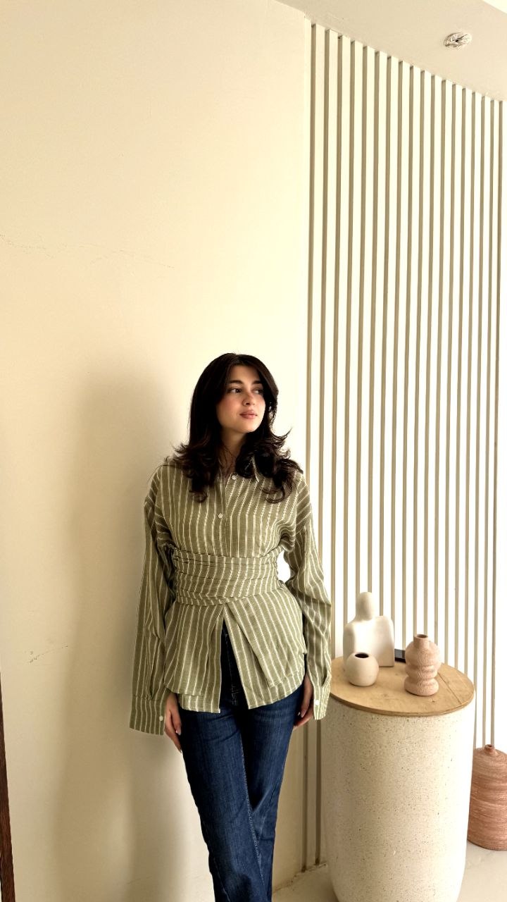 Tie-Back Linen Shirt