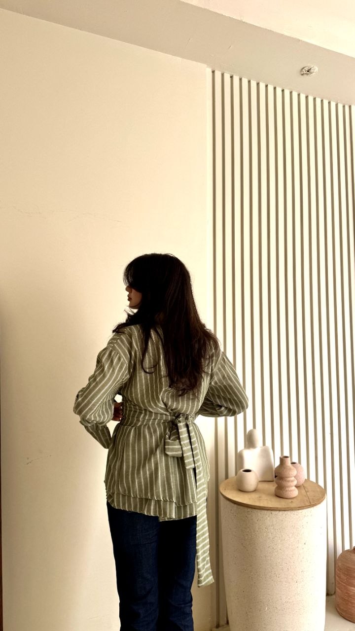 Tie-Back Linen Shirt