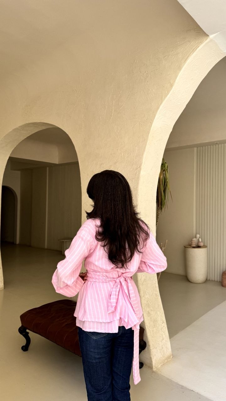 Tie-Back Linen Shirt