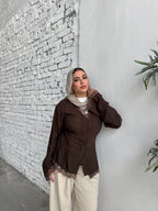 Lace Trim Linen Blouse