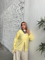 Lace Trim Linen Blouse